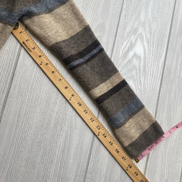 Rebecca Elliot Women's Brown Tan Blue Striped Waterfall Cardigan Size Large - Picture 5 of 9
